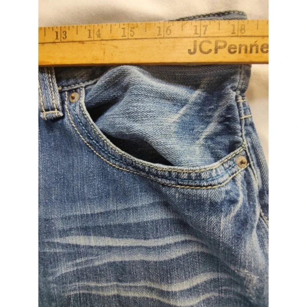 Embellished Pockets Distressed Denim Blue‎ Relaxed Fit western BB BLACK Jean